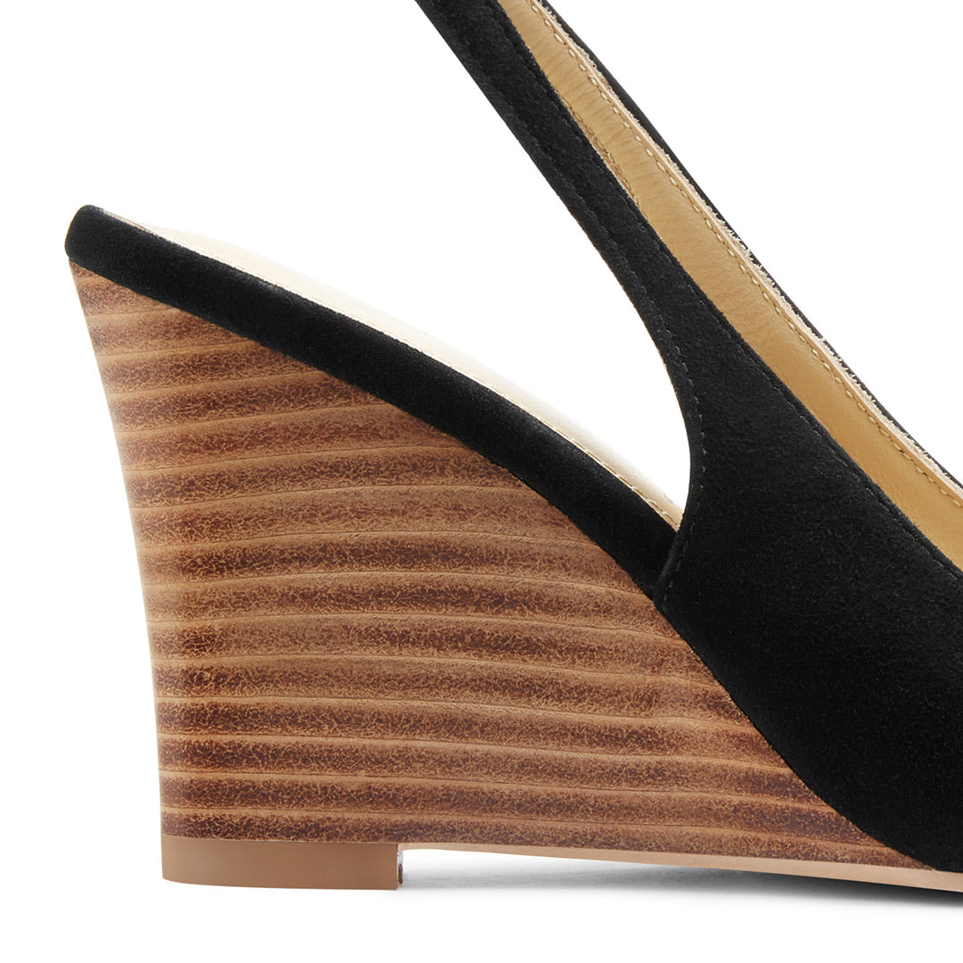 Chibon Black - Suede Wedges