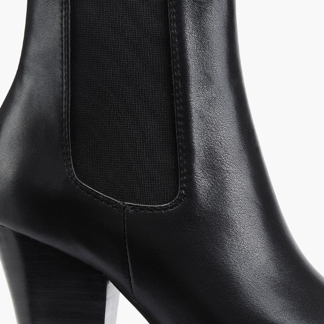 *JENNY BLACK - black leather cowboy boots