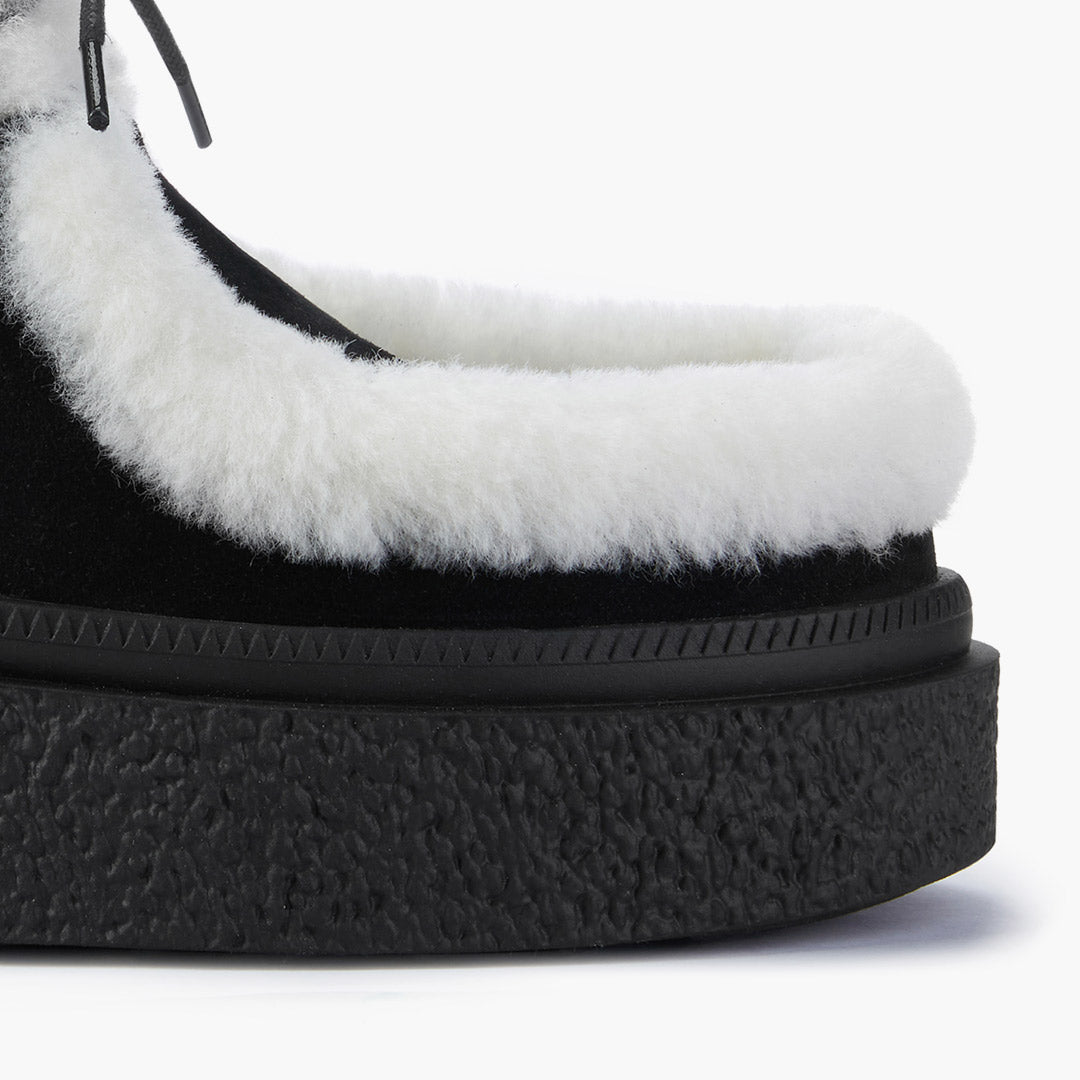 MARLO FUR - black suede ankle boots
