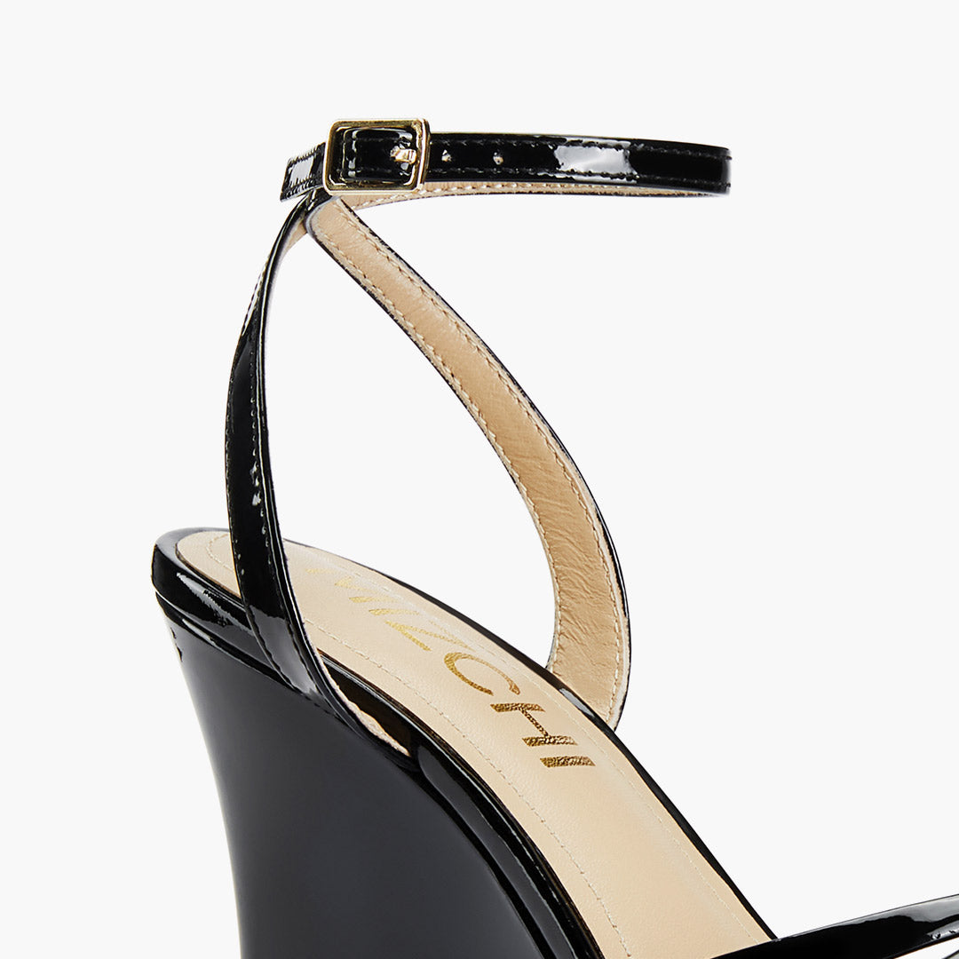 AMELIA BLACK PATENT - wedge heel sandals
