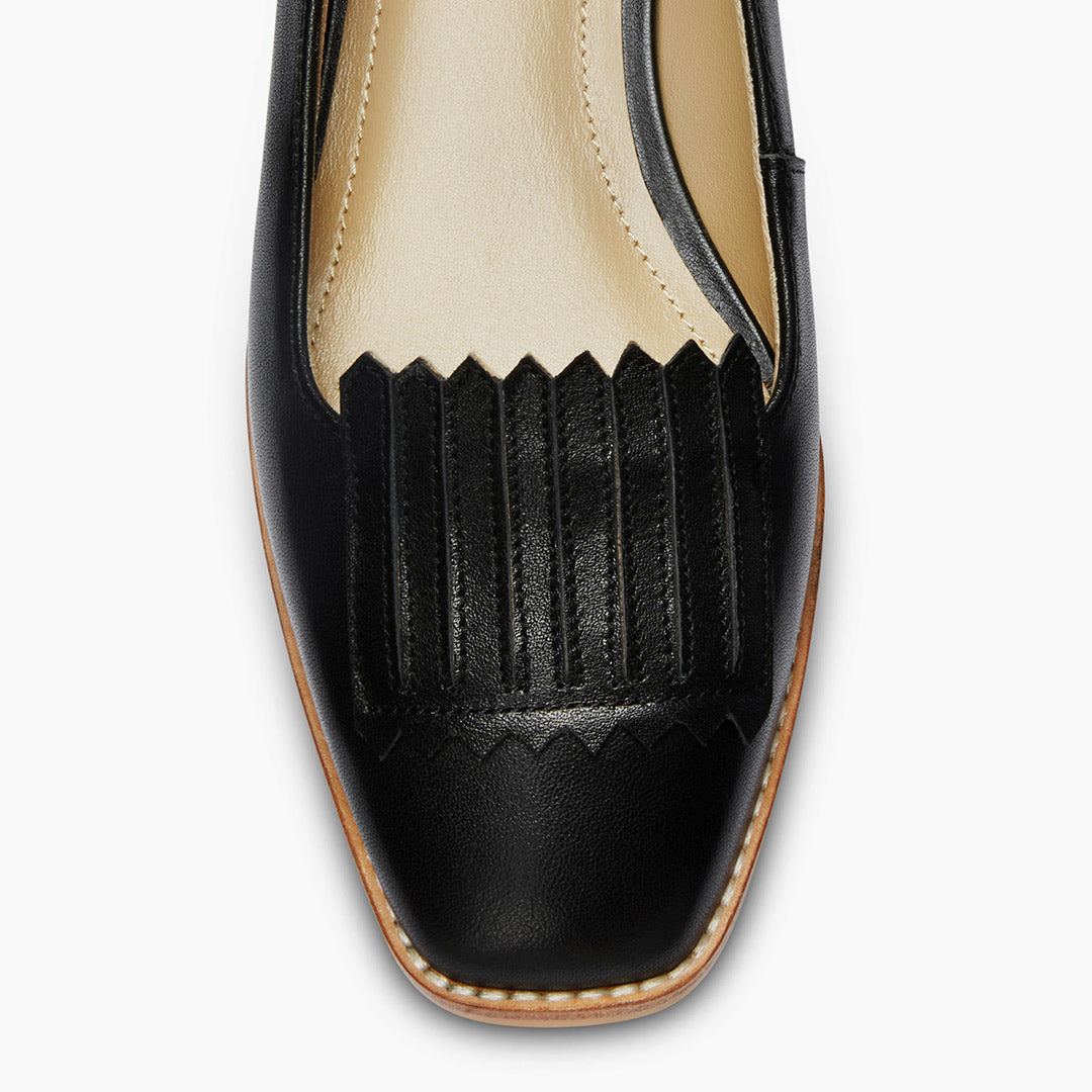 Freshfields Black - Leather Flats