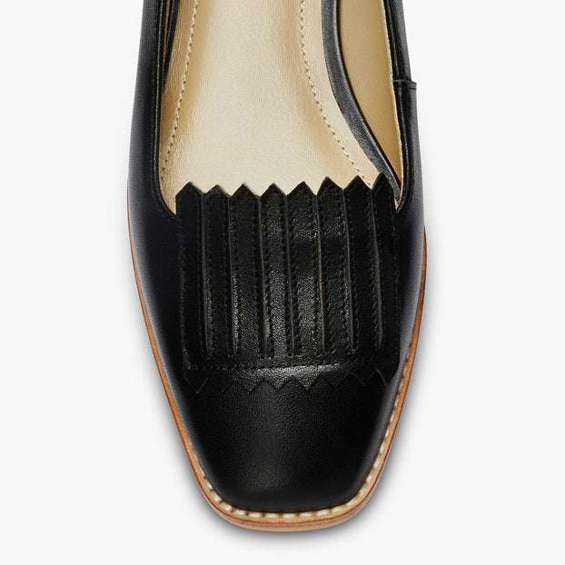 Freshfields Black - Leather Flats