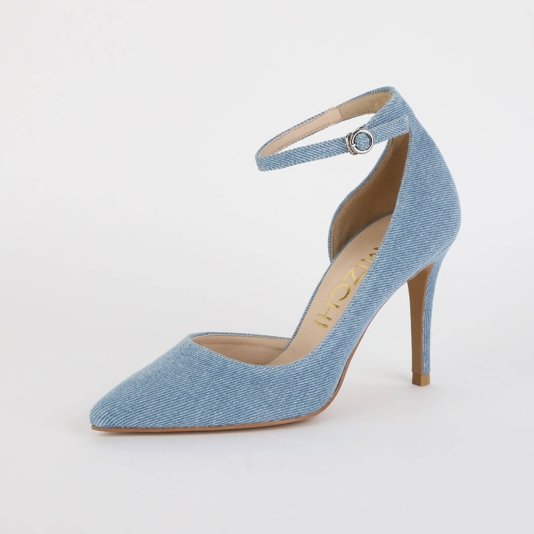 CARTER - denim ankle strap pumps