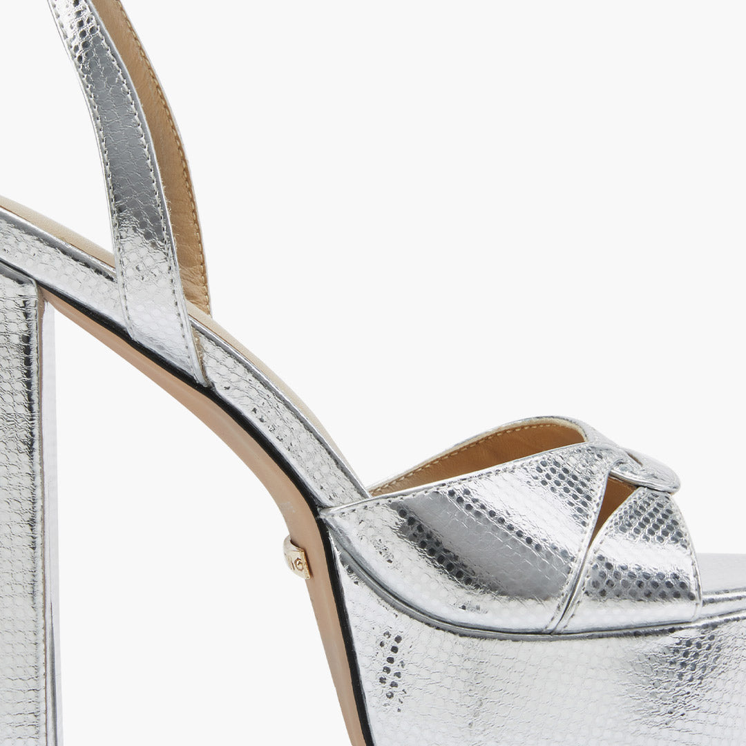 CHARLOTTE SILVER - platform leather sandals