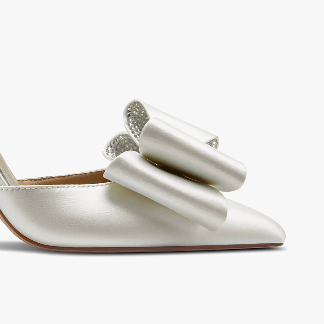 *ELYSIA - ivory satin bow slingback