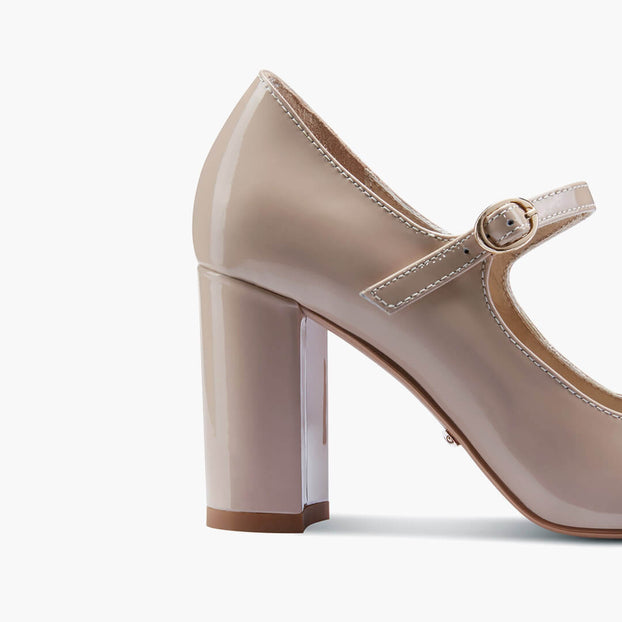 *GAYLE - beige patent mary jane pumps