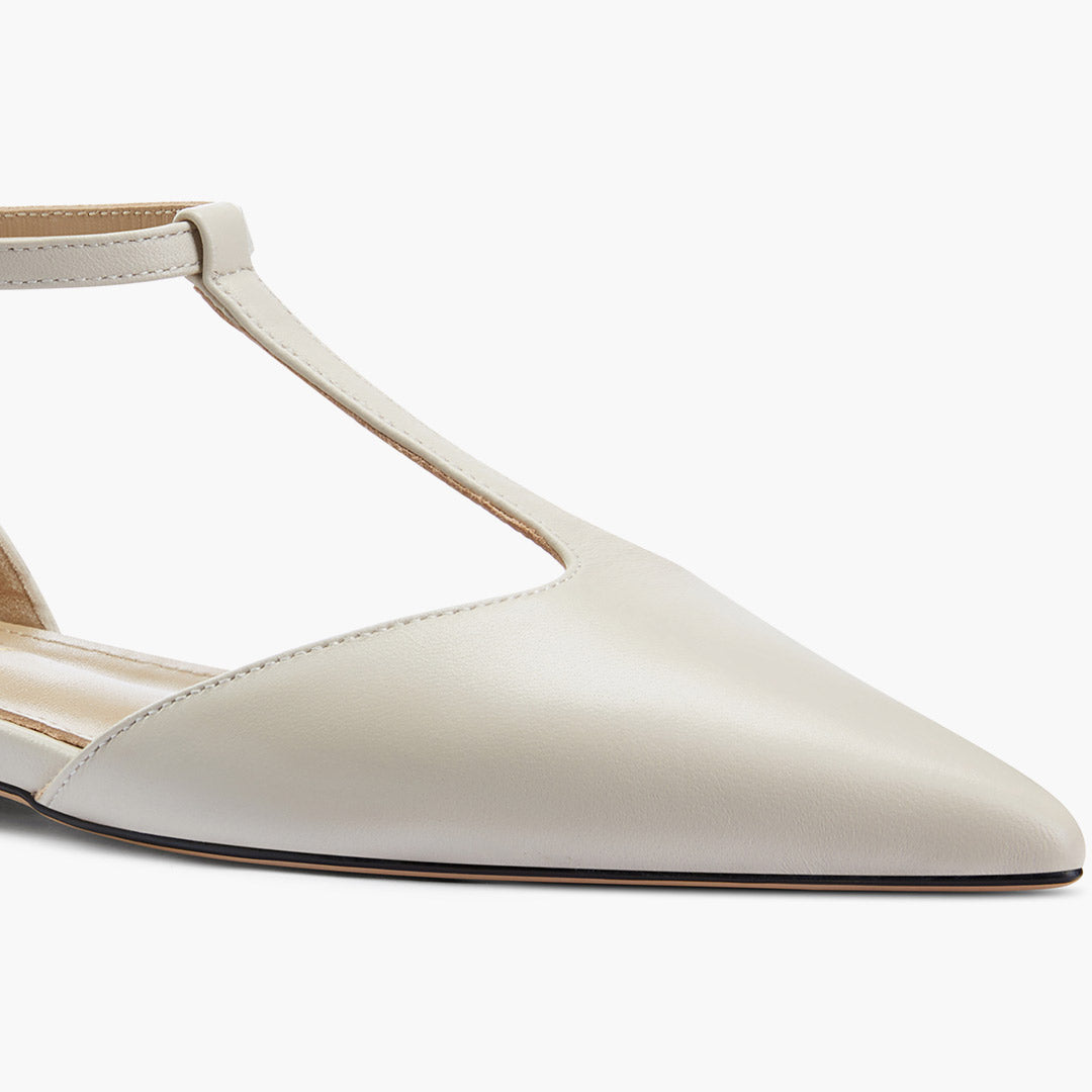 HEART OFF WHITE - T-bar Ballet Flats