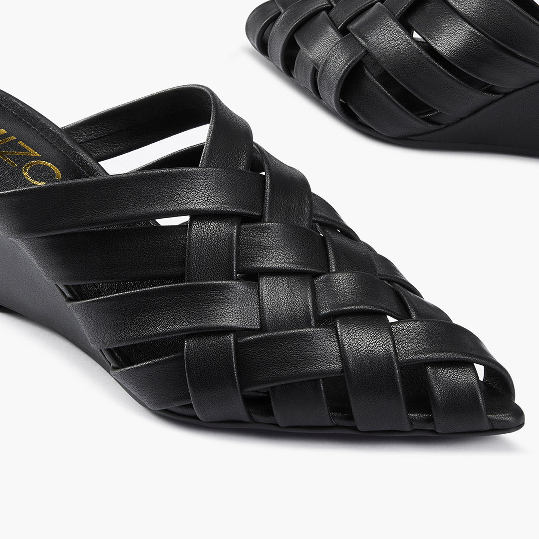 Kloss Black - Leather Wedge