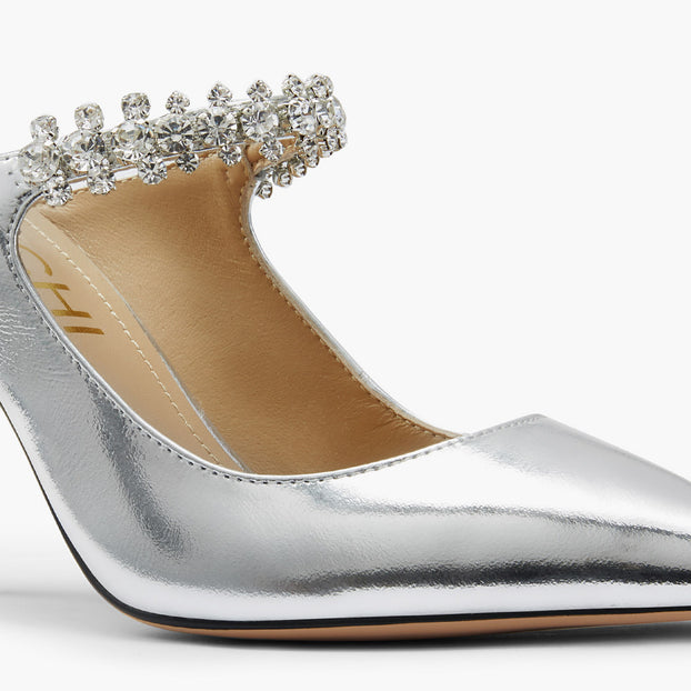 LAMIO- silver leather mules