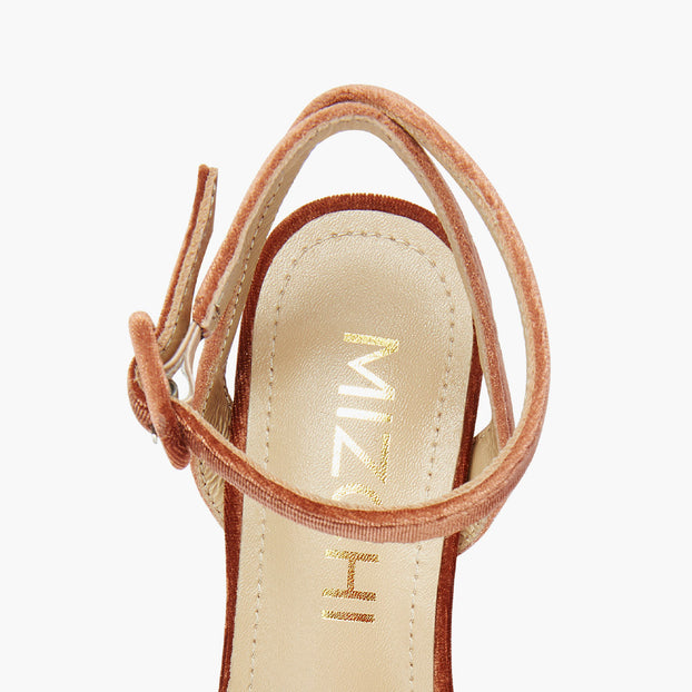 LUIZA VELVET - beige platform sandals