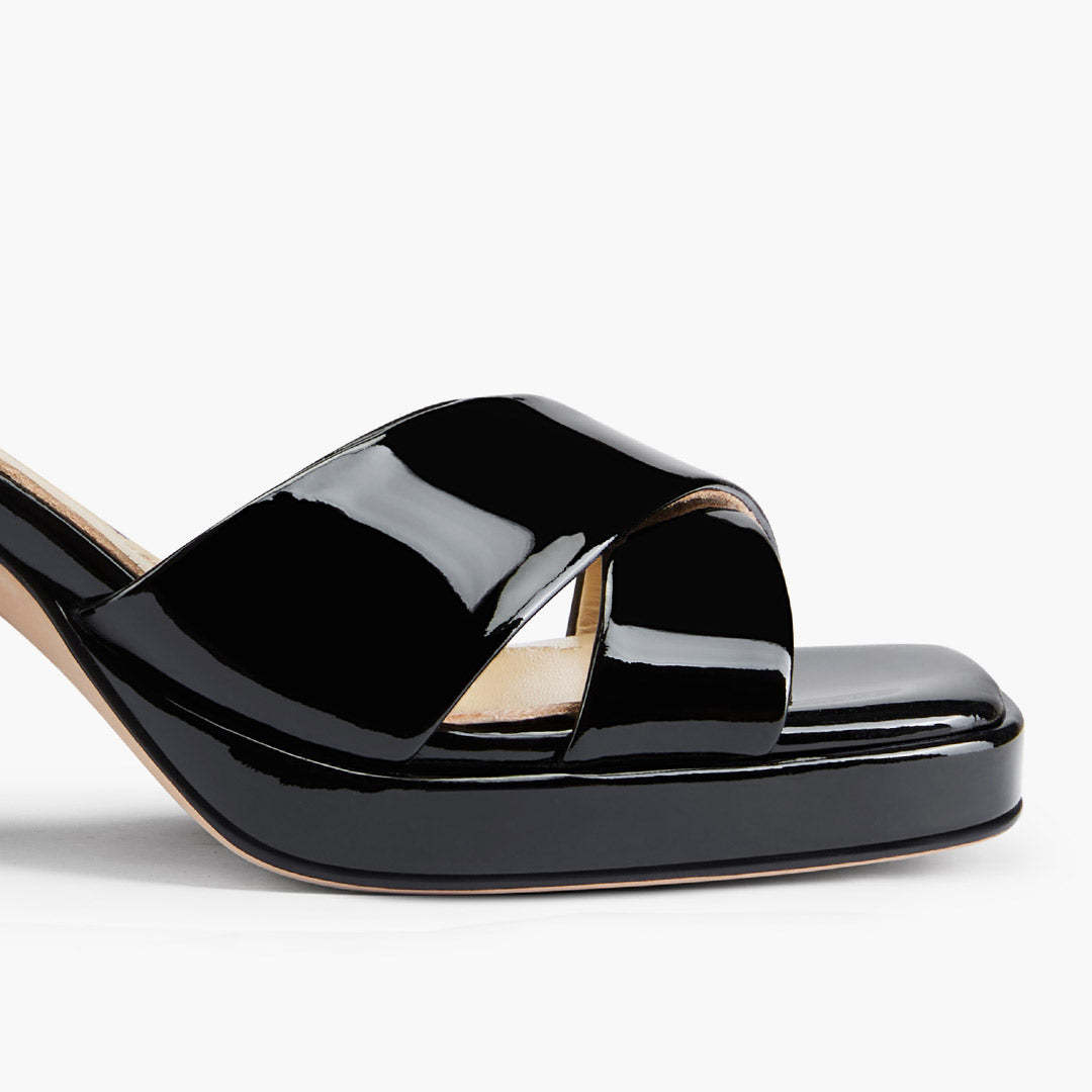 LUIZA PATENT - black platform sandals