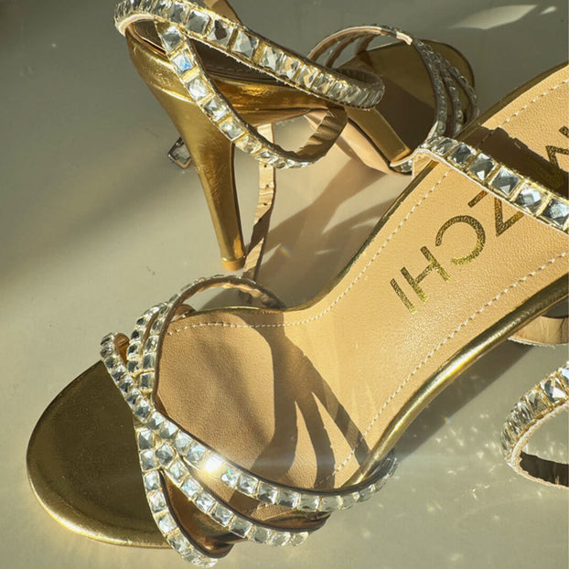 *MADDY GOLD  - diamond decor heels