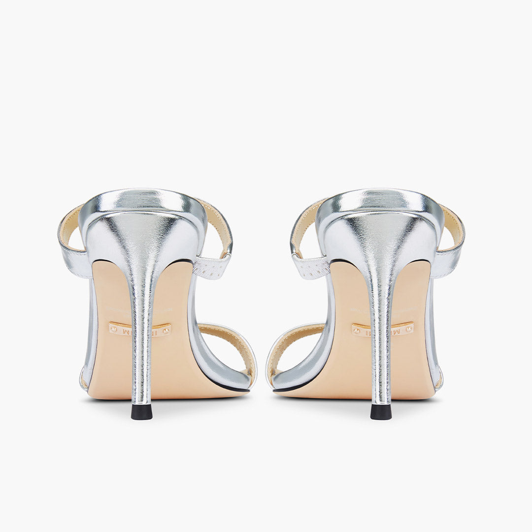 Maelis - Silver Leather Strap Mules