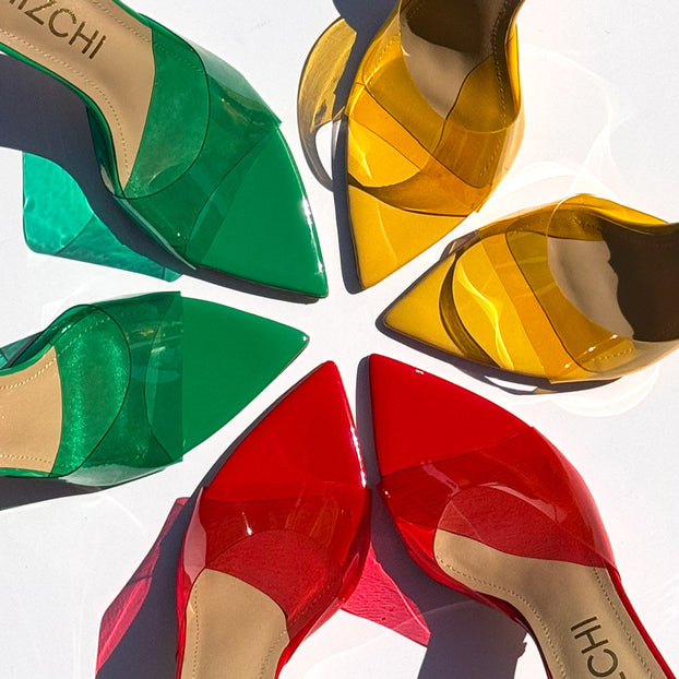 Marisol - Red PVC Pointed-toe Mules