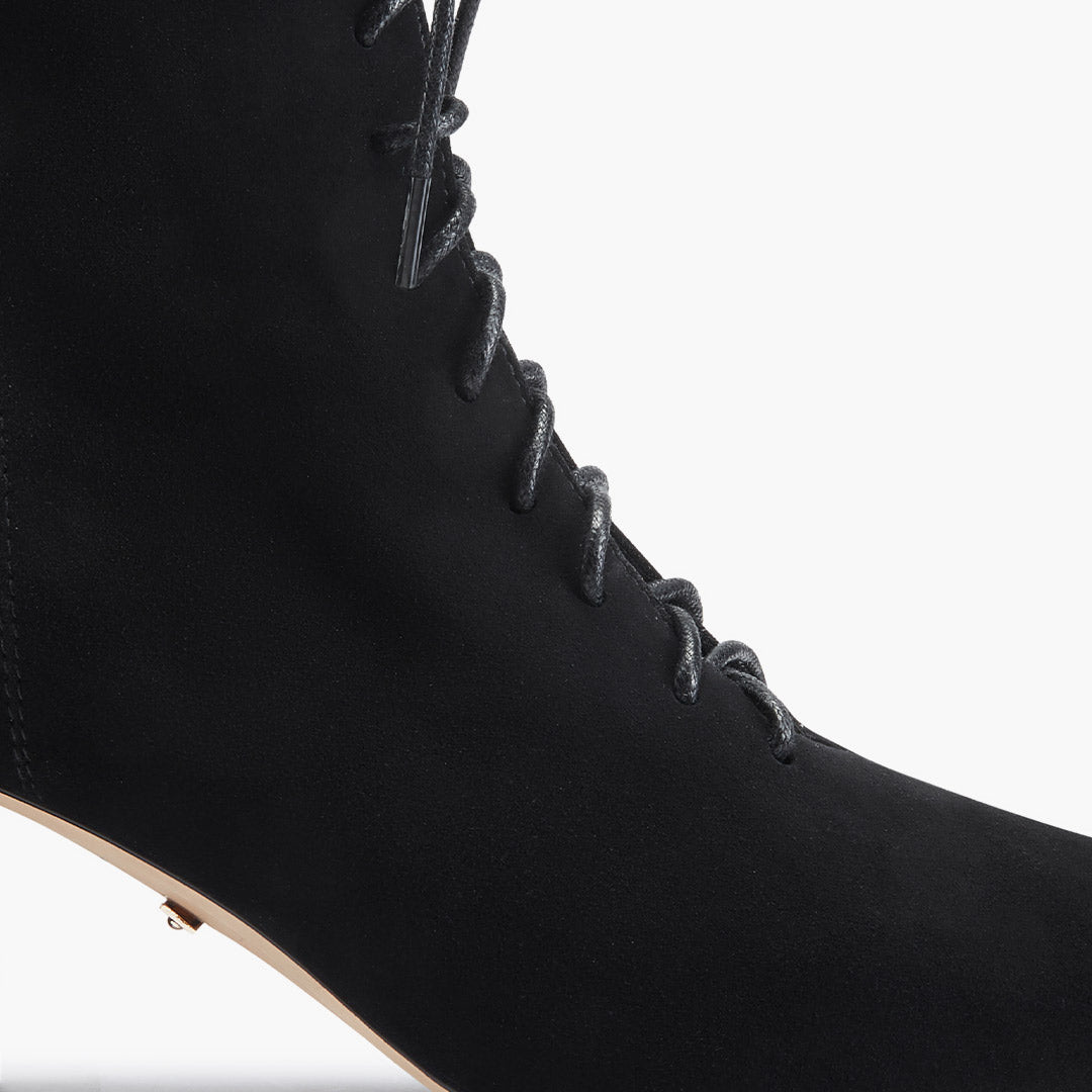 MILO BLACK- suede lace up bootie