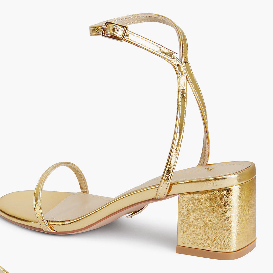 Shiloh Gold Chunky Block Heel - Strappy Sandals