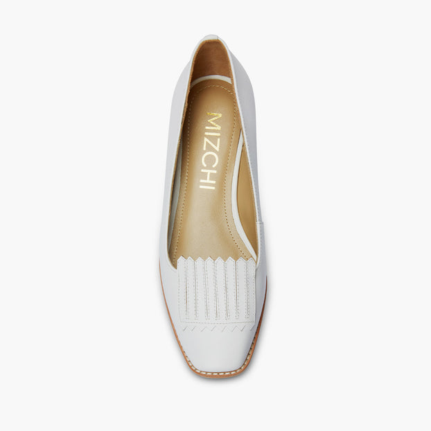 Freshfields White - Leather Flats