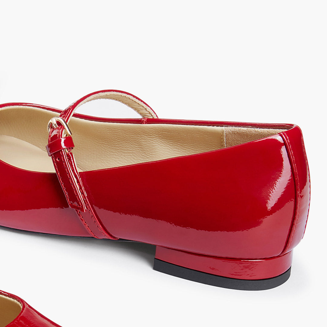 Zoara Red - Leather Mary Jane Ballet pumps