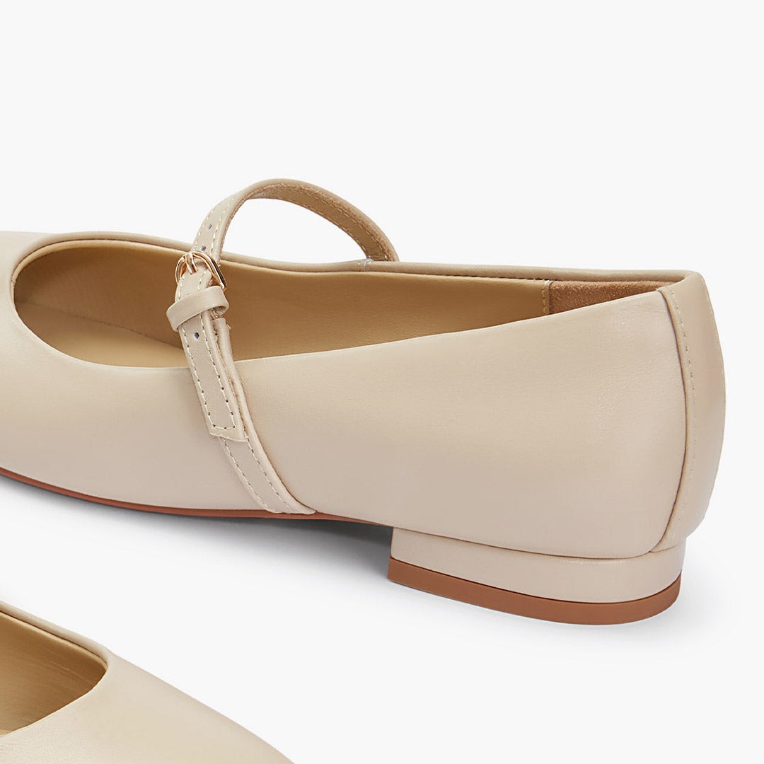 Zoara beige - Leather Mary Jane Ballet pumps