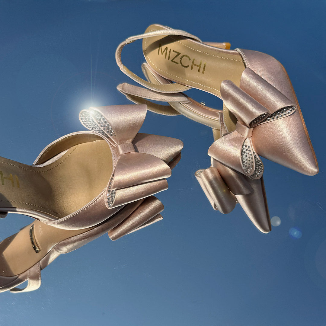 *ELYSIA - beige satin bow slingback