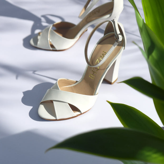 *UK size 2 - ALOVE PATENT - beige patent , 9cm heels