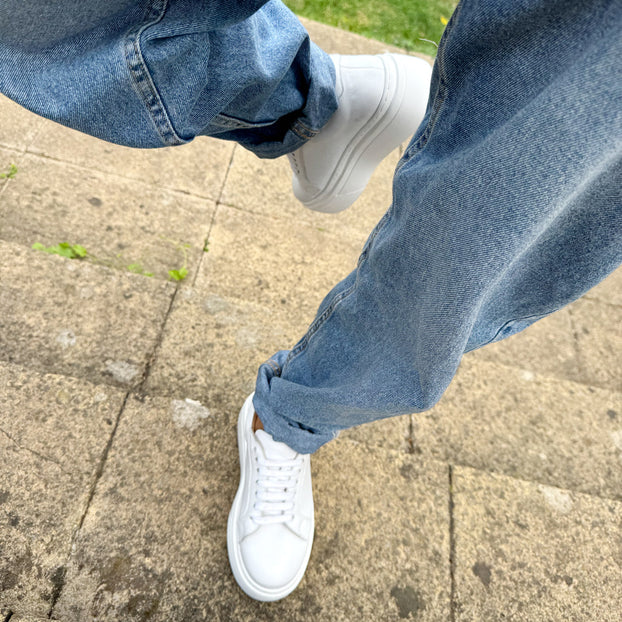 *AILANI WHITE - platform leather sneaker