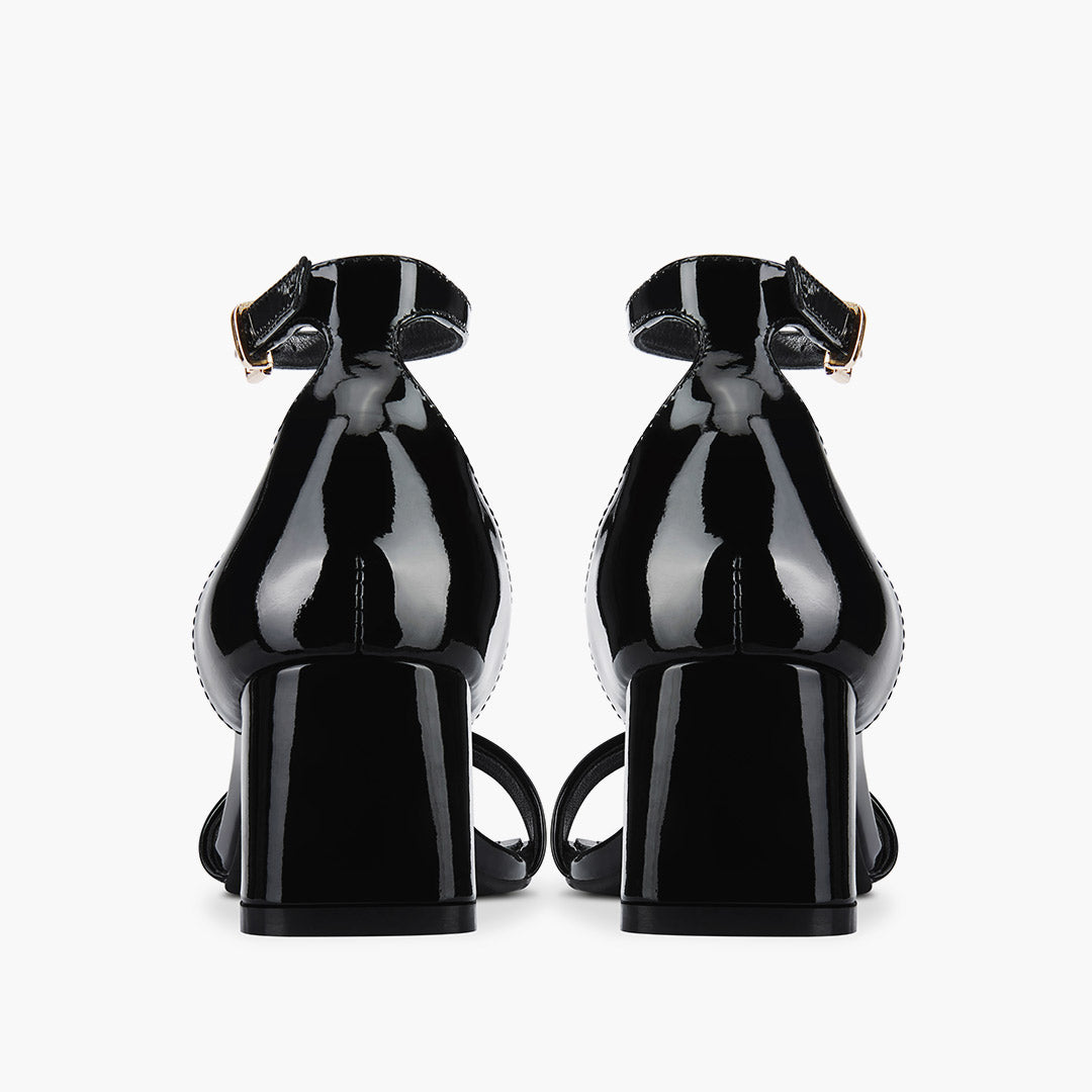 Antonella Black - Patent Leather Sandals