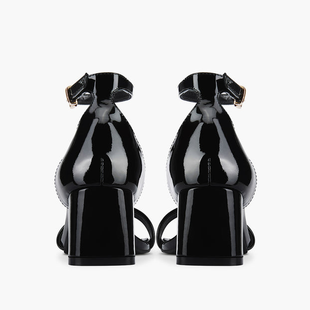 Antonella Black - Patent Leather Sandals