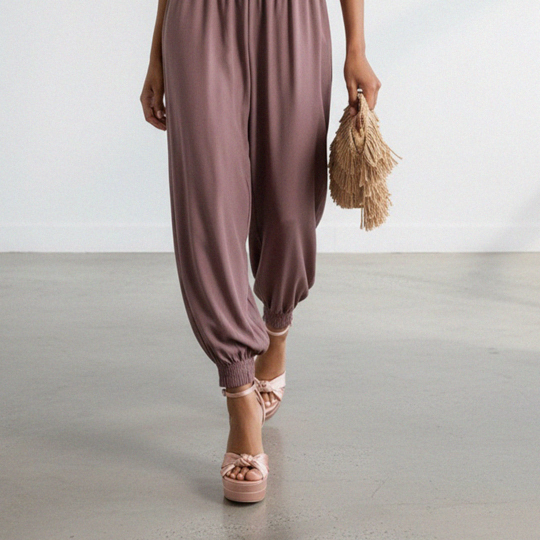 Aurielle Beige - Satin Platform Sandals