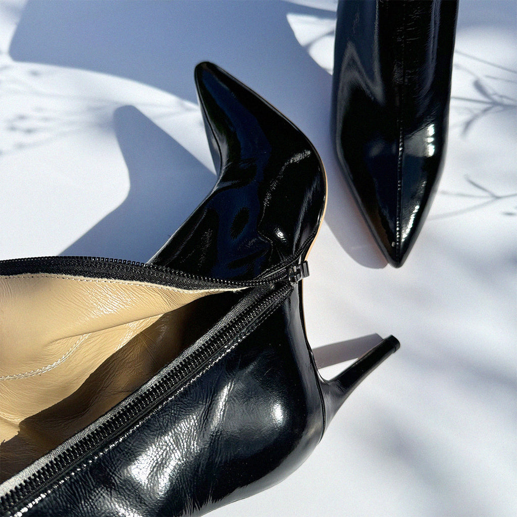 Petite Size Patent Leather Ankle Boots by MIZCHI Pretty Small Shoes