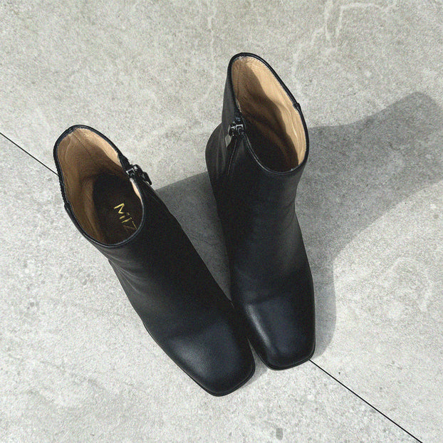 Petite Size Black Chunky Heels Ankle Boots by MIZCHI Pretty Small