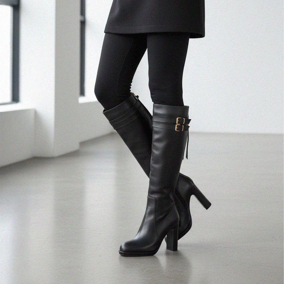 *CHICAGO BLACK - leather knee boots