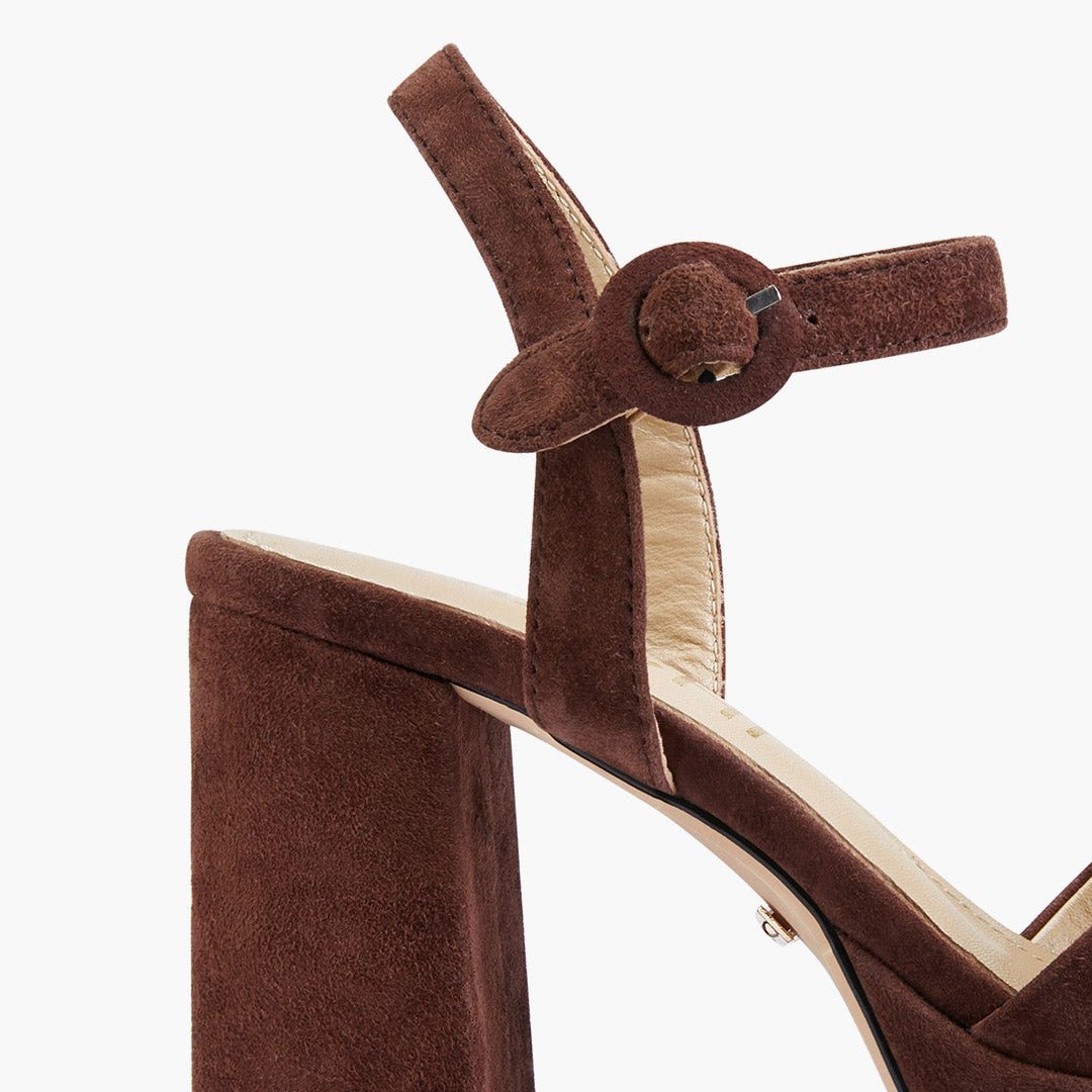 DELLA BROWN - suede platform sandals