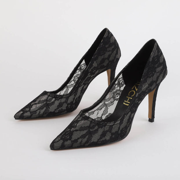 *UK size 2.5 - FREE LOVE - black, 9cm heel