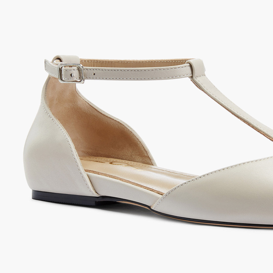 HEART OFF WHITE - T-bar Ballet Flats