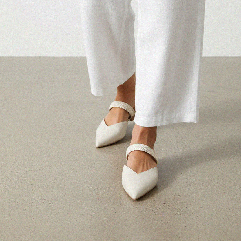 Heidi Off White - Leather Mules