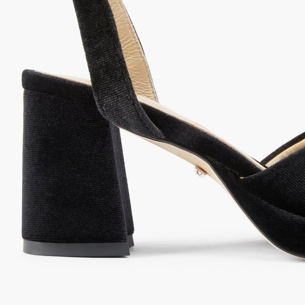 LUIZA VELVET - black platform sandals