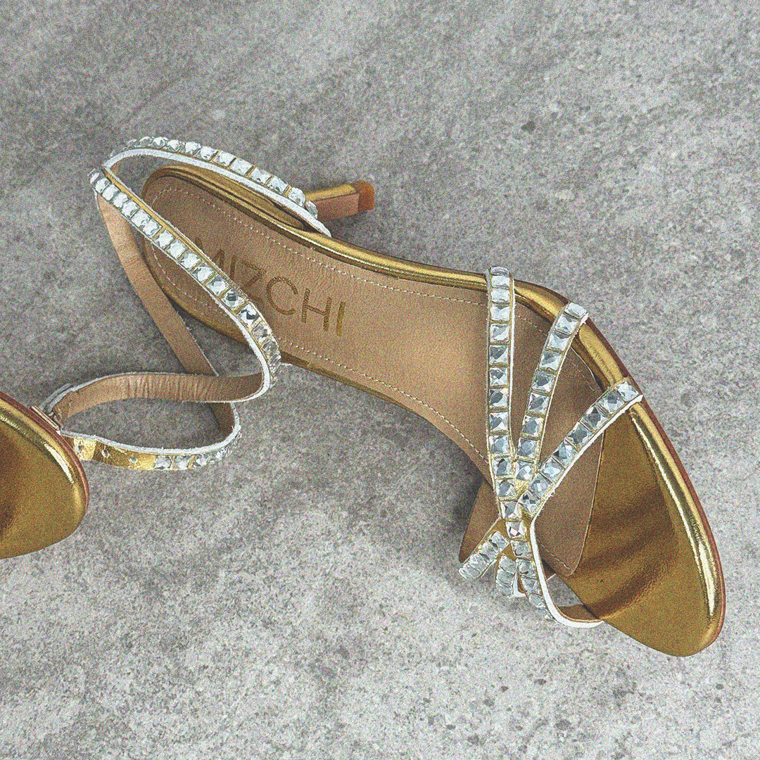 MADDY 70 GOLD  - diamond decor heels