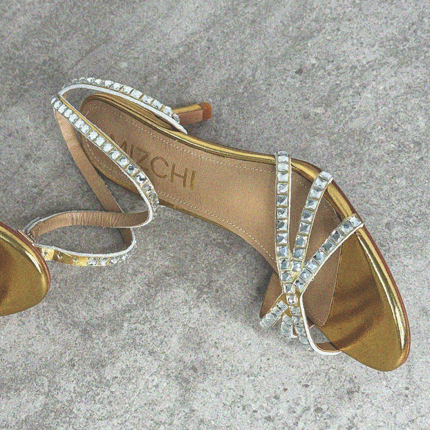 MADDY 70 GOLD  - diamond decor heels