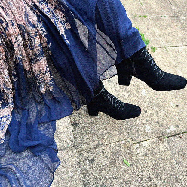 MILO BLACK- suede lace up bootie