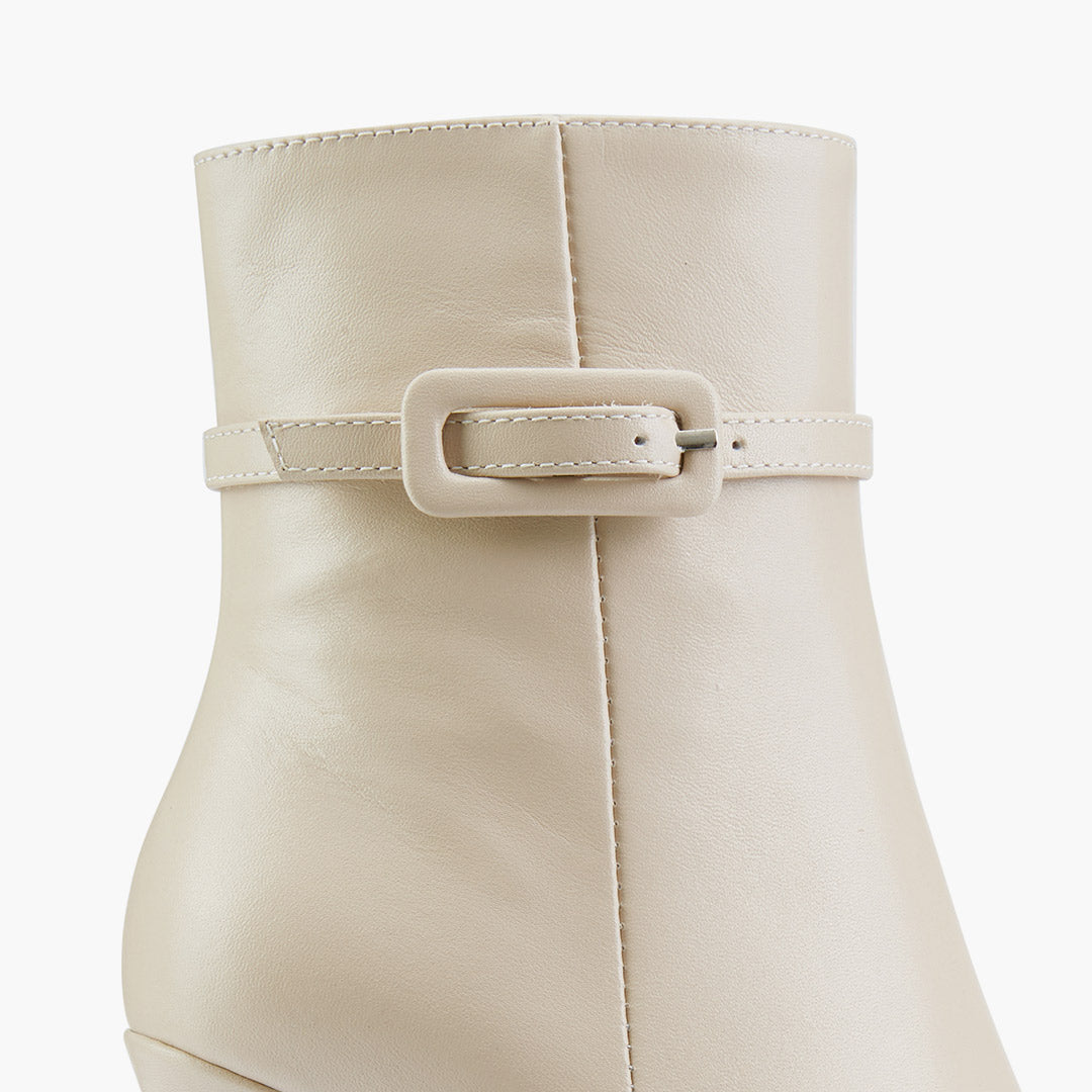 Na-Netta Cream-Beige - Leather Ankle Boots