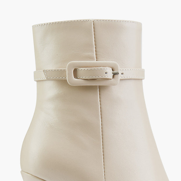 Na-Netta Cream-Beige - Leather Ankle Boots