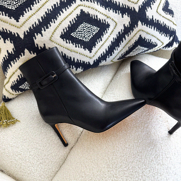 Na-Netta Black - Leather Ankle Boots