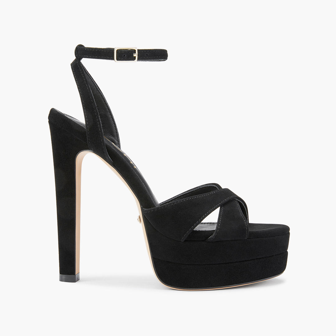 Nova Black - Suede Platform Sandals