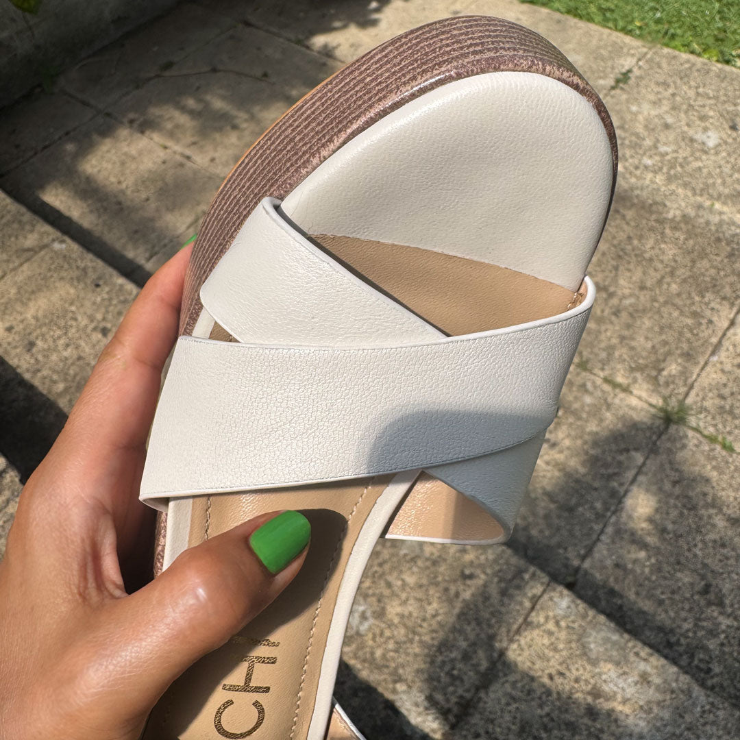 *Rylee - Ivory Platform Leather Sandals