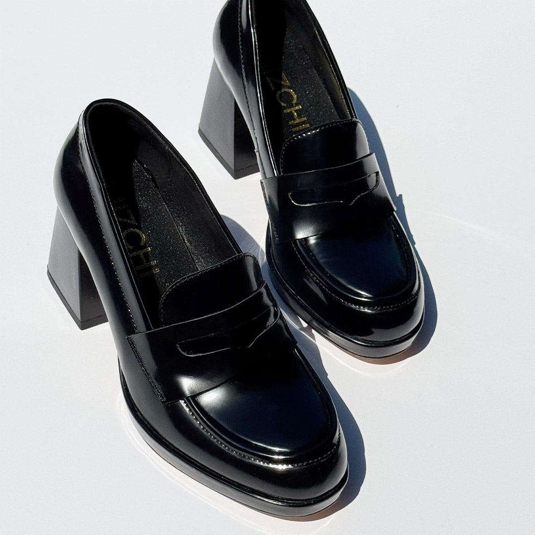 *SHARE BLACK - platform heel brogue