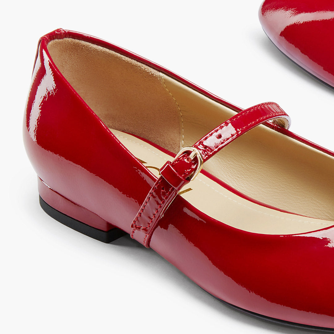 Zoara Red - Leather Mary Jane Ballet pumps