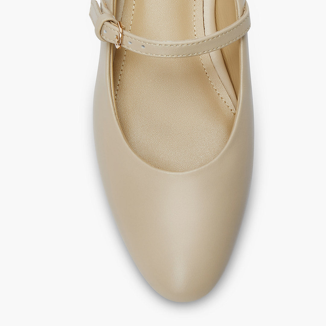 Zoara beige - Leather Mary Jane Ballet pumps