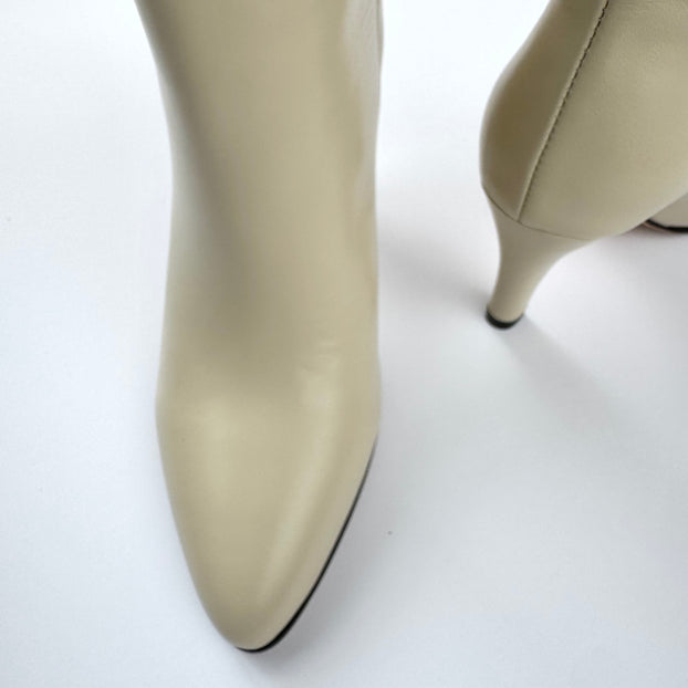 TANYA - ivory leather ankle boots