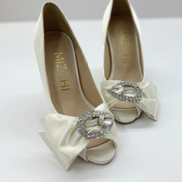 *UK size 13 - WHITE CHAPEL ivory satin , 8cm heels